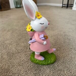 Adorable Easter Bunny Girl Decorative In Raincoat And Umbrella 10”